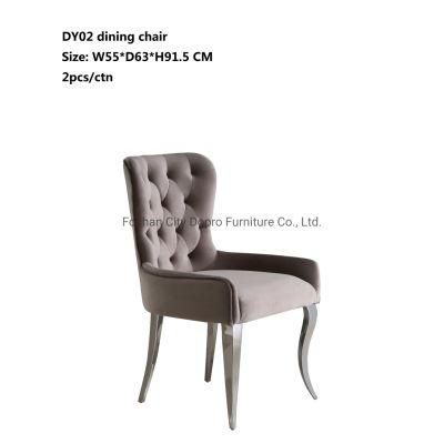Calssical Design Stainless Steel Silver Velvet Dining Chair