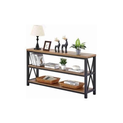 Industrial Console Table for Entryway Wood Sofa Table Rustic Hallway Tables with 3-Tier Shelves for Living Room