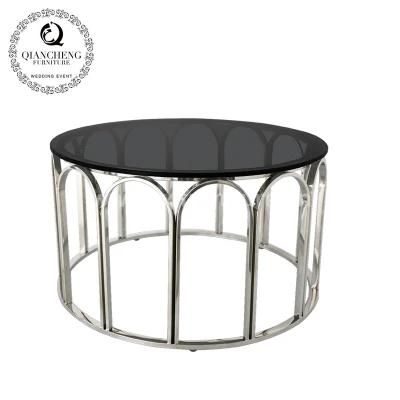 Modern Furniture Elegant Round Nest Glass Stainless Steel Coffee Sofa Table