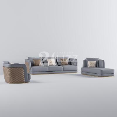 Italian Top Grain Leather Modern Style American Living Room Sectional 1+2+3 Sofa Set