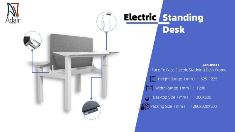 Face to Face Double Seat Ergonomic Height Adjustable Electric Standing Office Desk Frame