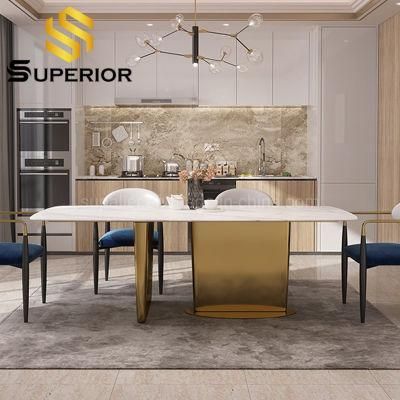 China Furniture Restaurant Gold Metal Unique Dining Room Table