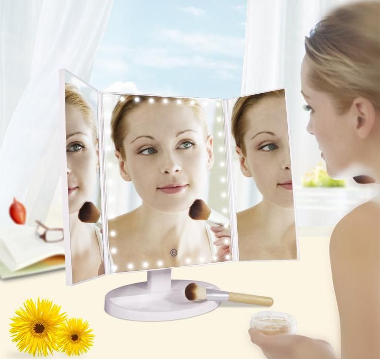 Table Tri-Fold Portable Makeup LED Cosmetic Mirror