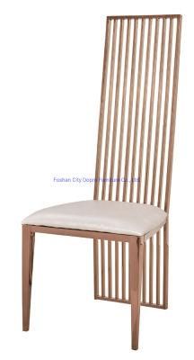 High Backrest Dining Chair Stainless Steel Leg