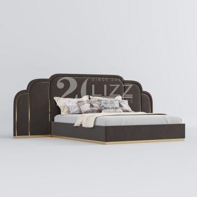 Modern Luxury Hotel Apartment Bedroom Furniture Set China Upholstered Wood Frame Double King Size Bed