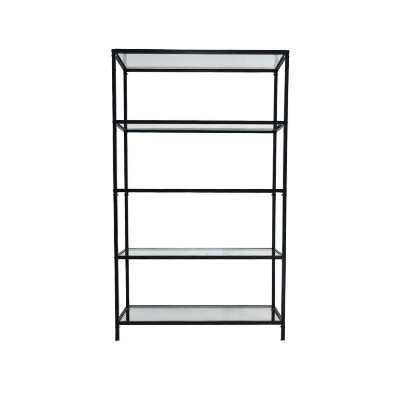 Modern Style 4 Tiers Black Metal Simple Frame Rectangular Tall Sundries Display Shelf