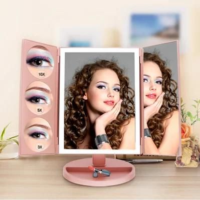 3 Ways 3X/5X/10X Magnifying LED Lighted Desktop Makeup Mirror with Lights