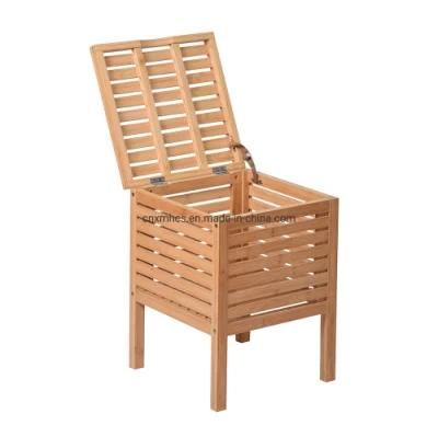Multipurpose Kids Solid Wood Furniture Wood Toy Storage Organizer Cabinet Bamboo Clothes Baskets Side Table for Patio/Living Room
