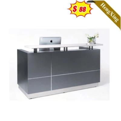 Dark Black Color Wooden Modern Office Project Furniture Square Reception Table with Chair