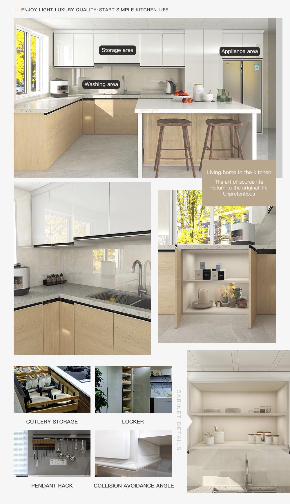 Customize Length Melamine Island Design Kitchen Cabinets