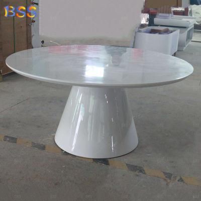 Marble Top White Round Conference Table for 4