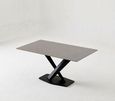 Modern Luxury Snow White Dining Table with Crossing Legs