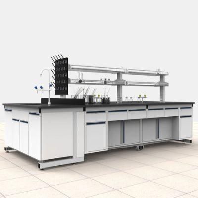 Biological Steel Lab Furniture with Reagent Shelf, Bio Steel Lab Bench with Top Glove Box/