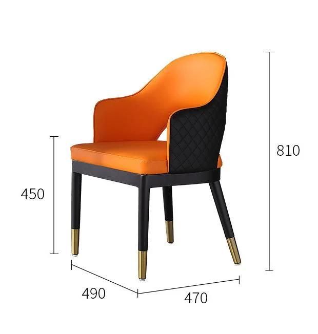 Zode Home Furniture Coffee Hotel PU Fabric Metal Legs Dining Chair