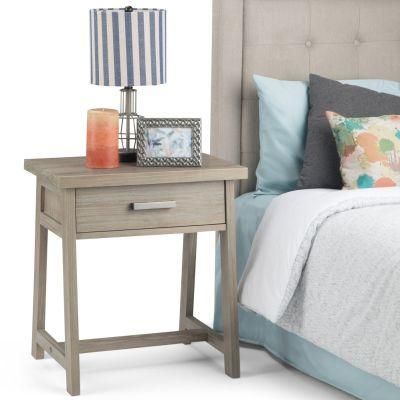 Sawhorse 24 Inches Wide Night Stand, Bedside Table, Distressed Grey Solid Wood