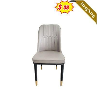 Living Room Leather Strong Black Metal Legs Upholstered Dining Chair Kitchen Chair for Restaurant