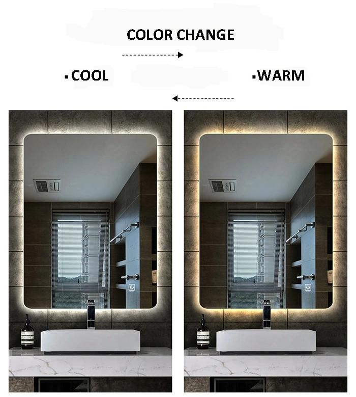 Aluminum Framed Bath Bathroom Decoraitive Lighted LED Mirror with Sensor Switch