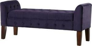 Hotel Leather Circle Storage Ottoman Bench for King Size Bed