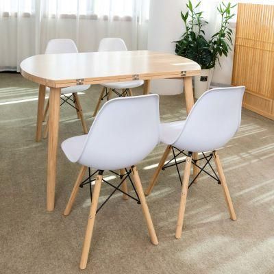 Nordic Minimalist Modern Light Bamboo Panel Counter Top Expandable Round/Rectangular Dining Table Home