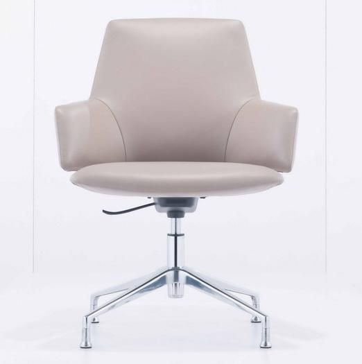 Modern Medium Back Ergonomic Revolving Leather Upholstery Office Meeting Chair