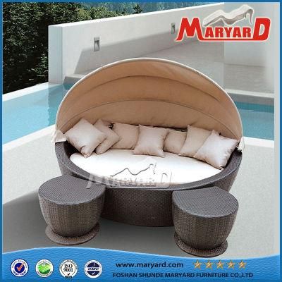 Modern Outdoor Garden Hotel Household Furniture PE Rattan Lounger Lounge Sunbed Outdoor Sofa Bed Round Sofabed