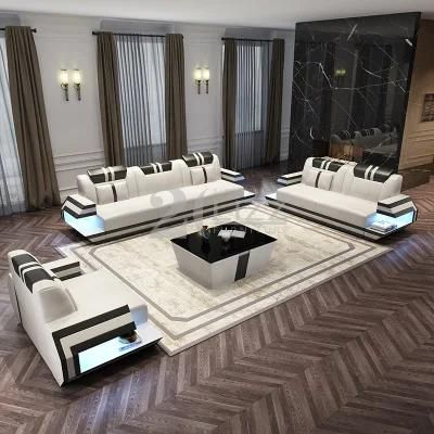 Home Furniture Modern Loveseat Sectional Living Room Leather Furniture Sofa Sets with LED Lights
