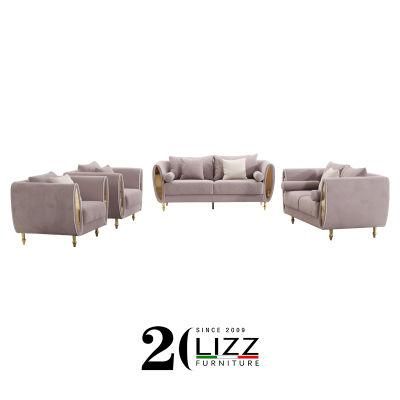 Hot Selling Modern European Style Pink Lounge Velvet Fabric Sofa