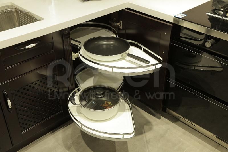 New Design High Quality Black Solid Wood Kitchen Cabinet