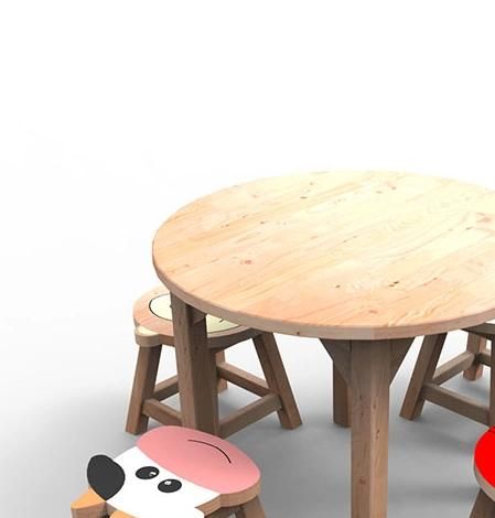 Chinese Factory Nursery Table Set Wooden Furniture