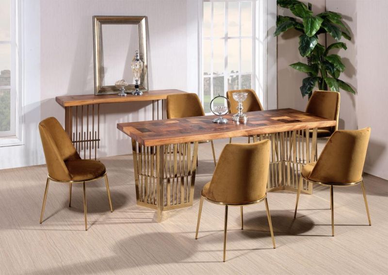 European Home Furniture Stainless Steel Dining Table and Chair Set