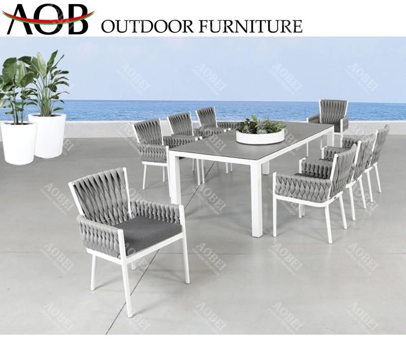 Wholesale Modern Outdoor Exterior Garden Patio Home Hotel Restaurant Cafe Rope Dining Chair Table Furniture Set
