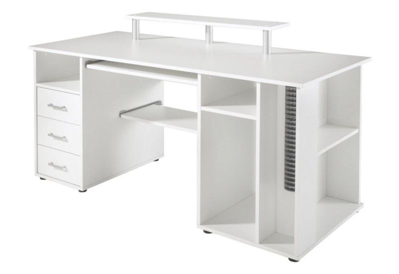 Modern White Desktop Computer Desk with Cabinet for Home/Office