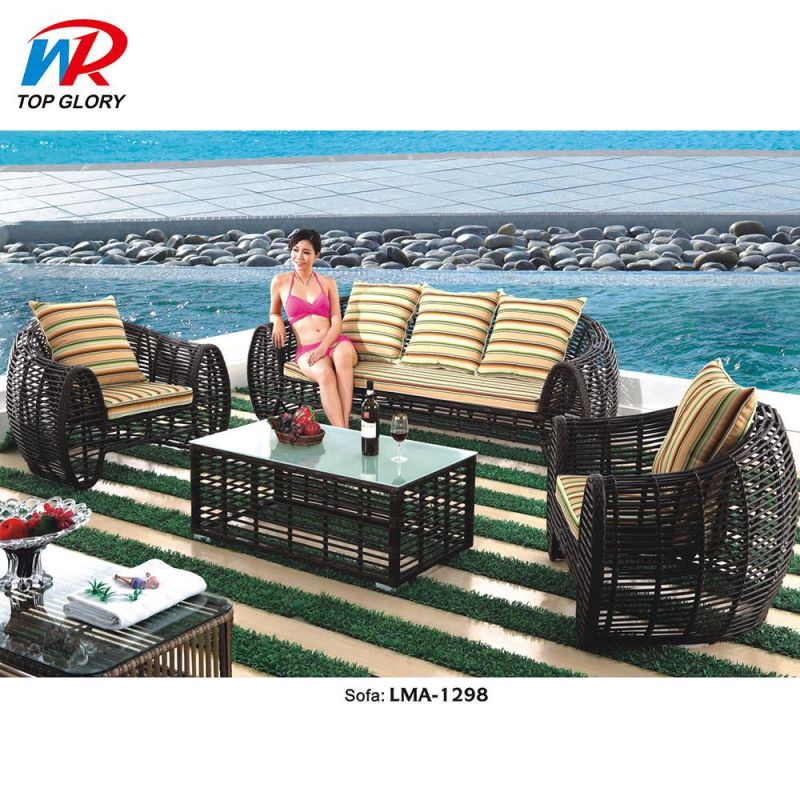 Foshan Wholesale Custom Garden Outdoor Synthetic Rattan Sofa Cushions Set Outdoor Garden Wicker Patio Sectional Sofa