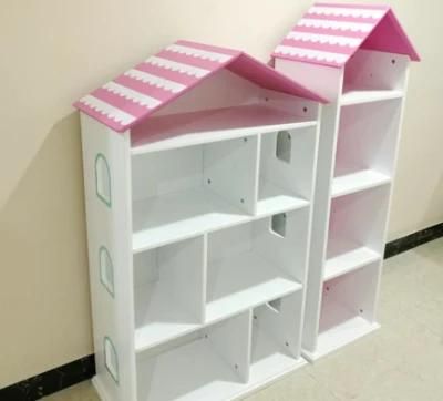 Kindergarten Bookcase Kids House-Shaped Design Magazine Book Shelf