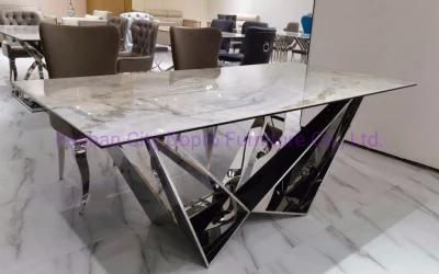 Modern Shape Simple Home Furniture Stainless Steel Dining Table