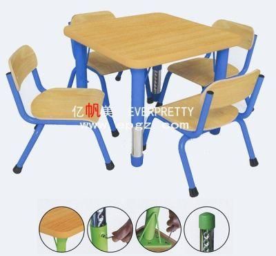High Quality Wooden 4-Seat Kids School Furniture