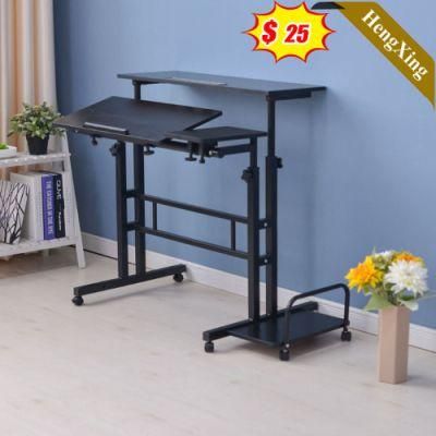 Dark Black Color Simple Design Folded School Furniture Student Study Table with Metal Pulley Wheel