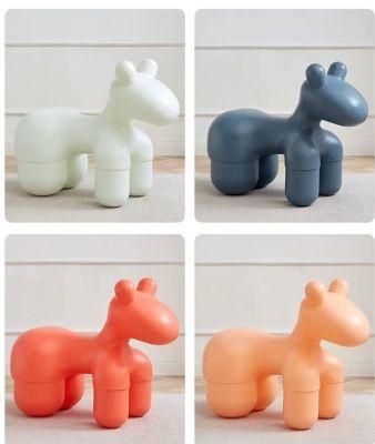 Food Grade Plastic Made Children&prime;s Chair Cartoon Animal Pony Seat Home Stool Cute Creative Popular Chair Plastic Sitting Stool