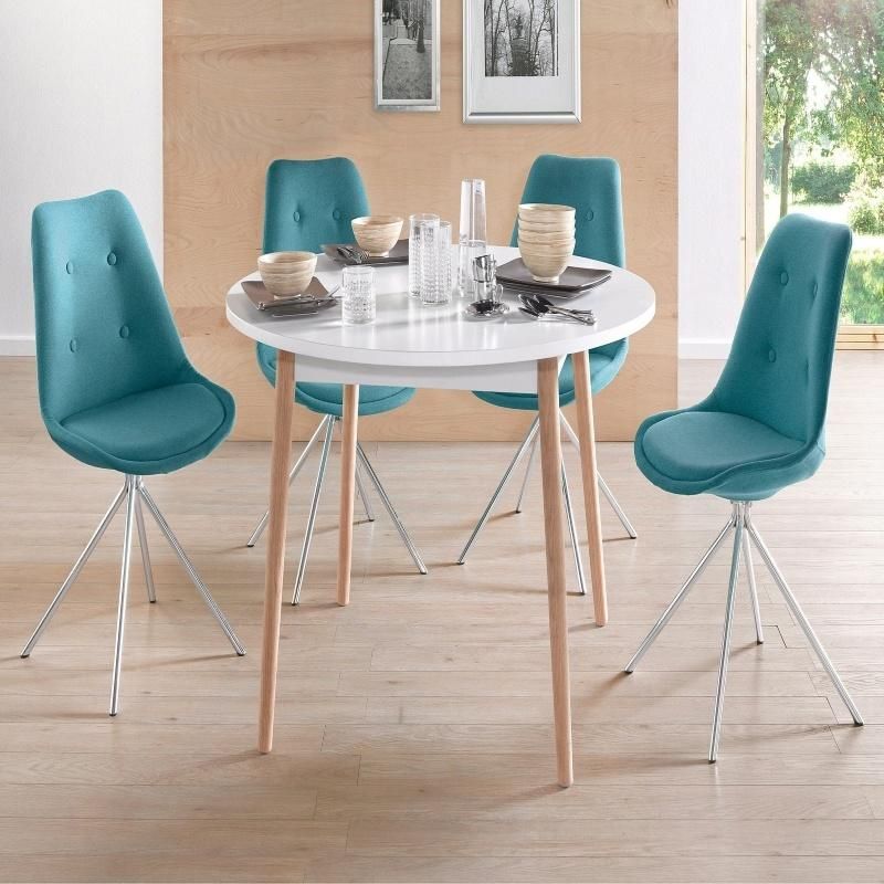 Strong Round Modern Wooden White Dining Table Furniture for Restaurants