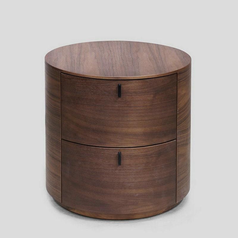 Luxury Round Table Natural Marble Top Walnut Veneer Body Nightstand Bedside Table Light Table