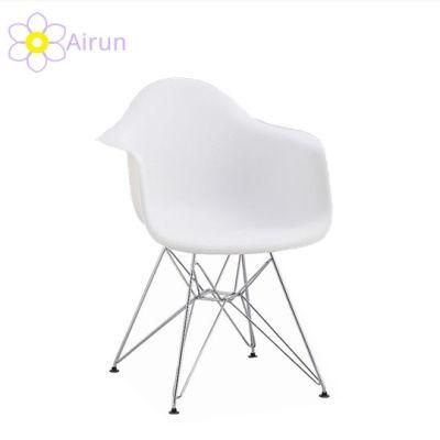 Garden Furniture Restaurant Dining Office Stackable Modern White Plastic Chair with Metal Legs