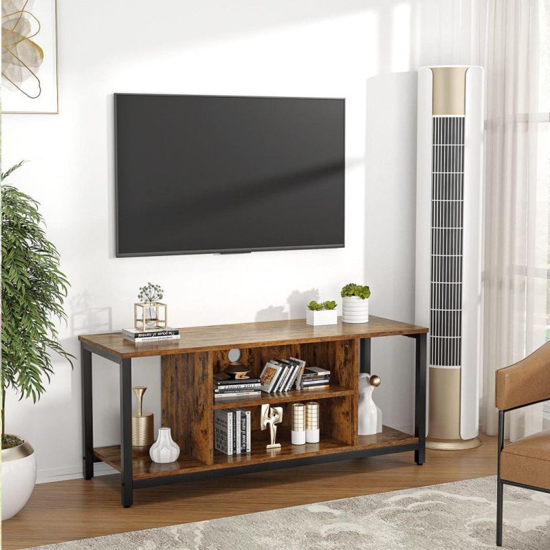 TV Stand for TV up to 50 Inch 3 Tier Entertainment MID Century Modern TV Stand Media Console Table with Open Shelving Storage Wood TV Cabinet