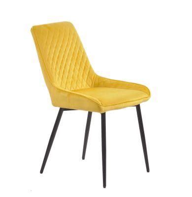 Modern Home Furniture Tube Metal Chair Fabric Velvet Dining Chair
