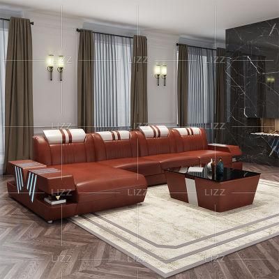 Classical Match Color Contemporary Office Home Furniture Italian Leisure Genuine Leather Sofa