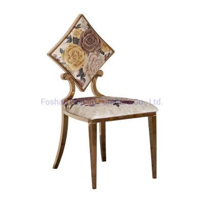 Entertainment Venue Simple Wedding Place Settings Diamond Back Flower Textile Dining Chairs