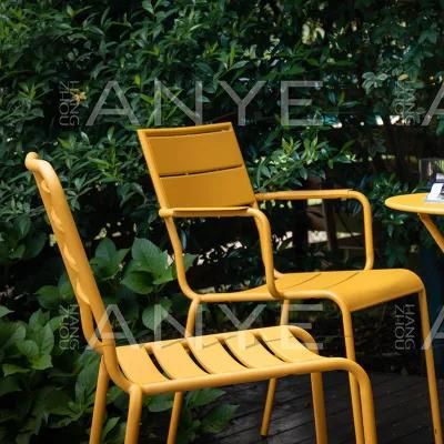 Club Furniture Durable Metal Stackable Casual Bistro Side Chair Modern Bistro Furniture