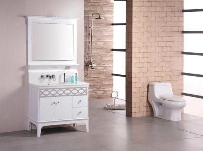 Modern Luxury PVC Bathroom Vanity Furniture with Ceramic Basin