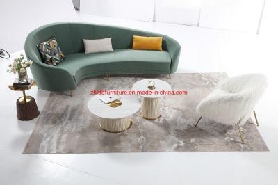 Hotel Elegant Irregular Modern Design Velvet Fabric 3 Seat Sofa for Living Room