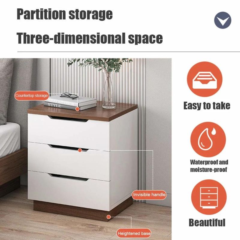 Bedside Table, Multiple Finish 3-Drawer Chest, Wood Bedside Cabinets with Drawers, Simple Nightstand Cabinet for Living Room