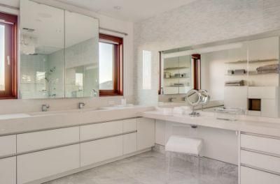 American Master Bathroom Solid Surface Benchtops Flat Panel Vanity Cabinets